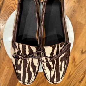 Ralph Lauren Purple Label Brown and Cream Zebra Hair  Loafers